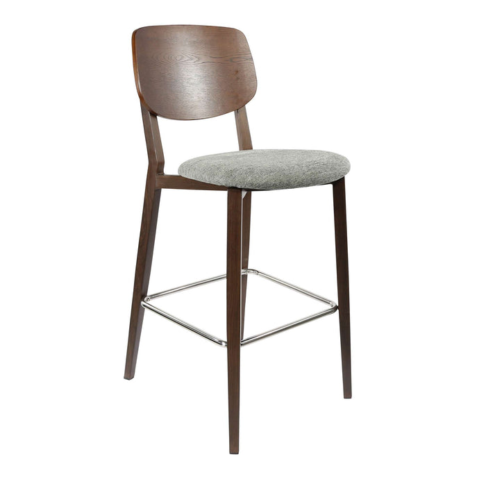 Durafurn Atlanta Barstool - large Ply Backrest - Wenge Frame/ Grey Fabric Seat & Ply Backrest