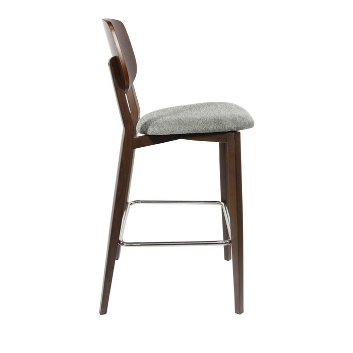 Durafurn Atlanta Barstool - large Ply Backrest - Wenge Frame/ Grey Fabric Seat & Ply Backrest