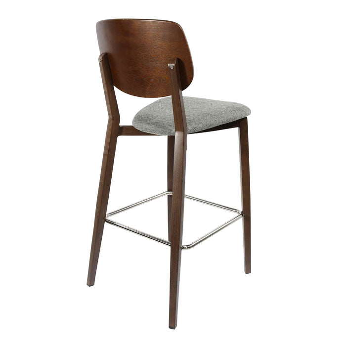 Durafurn Atlanta Barstool - large Ply Backrest - Wenge Frame/ Grey Fabric Seat & Ply Backrest