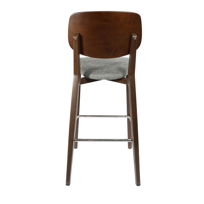 Durafurn Atlanta Barstool - large Ply Backrest - Wenge Frame/ Grey Fabric Seat & Ply Backrest