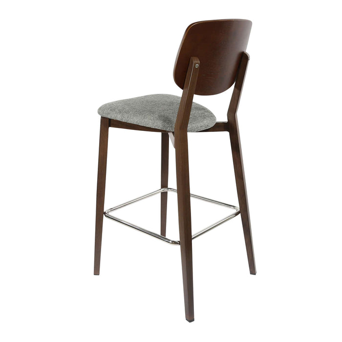 Durafurn Atlanta Barstool - large Ply Backrest - Wenge Frame/ Grey Fabric Seat & Ply Backrest