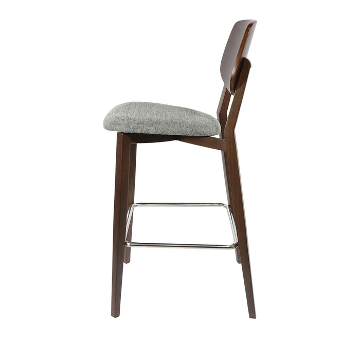 Durafurn Atlanta Barstool - large Ply Backrest - Wenge Frame/ Grey Fabric Seat & Ply Backrest
