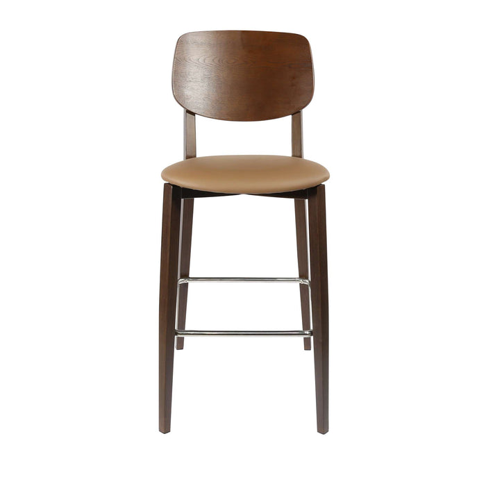 Durafurn Atlanta Barstool - large Ply Backrest - Wenge Frame/Taupe Vinyl Seat & Ply Backrest