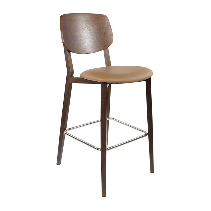 Durafurn Atlanta Barstool - large Ply Backrest - Wenge Frame/Taupe Vinyl Seat & Ply Backrest