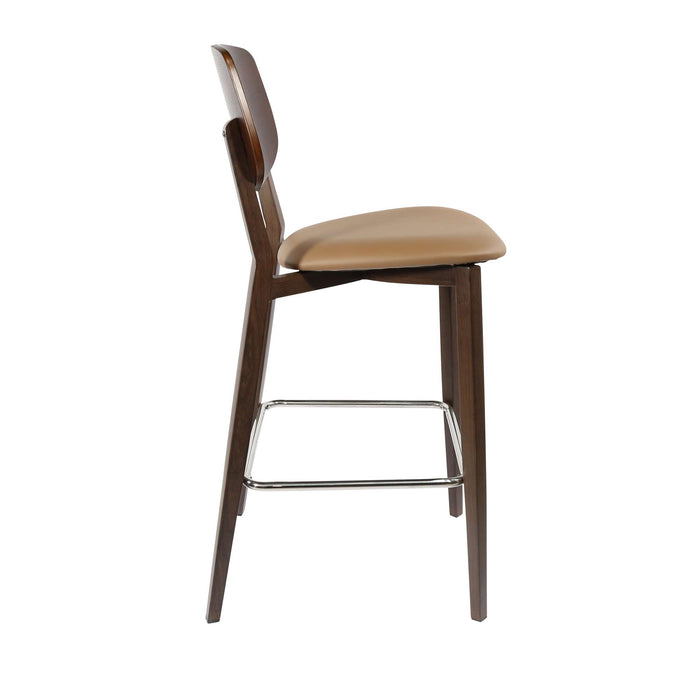 Durafurn Atlanta Barstool - large Ply Backrest - Wenge Frame/Taupe Vinyl Seat & Ply Backrest