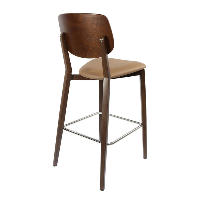 Durafurn Atlanta Barstool - large Ply Backrest - Wenge Frame/Taupe Vinyl Seat & Ply Backrest