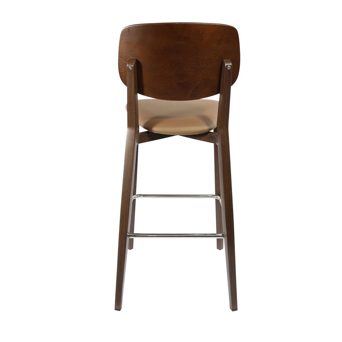 Durafurn Atlanta Barstool - large Ply Backrest - Wenge Frame/Taupe Vinyl Seat & Ply Backrest