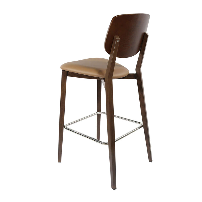 Durafurn Atlanta Barstool - large Ply Backrest - Wenge Frame/Taupe Vinyl Seat & Ply Backrest