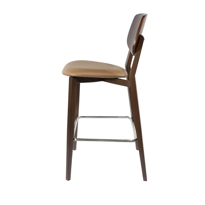 Durafurn Atlanta Barstool - large Ply Backrest - Wenge Frame/Taupe Vinyl Seat & Ply Backrest