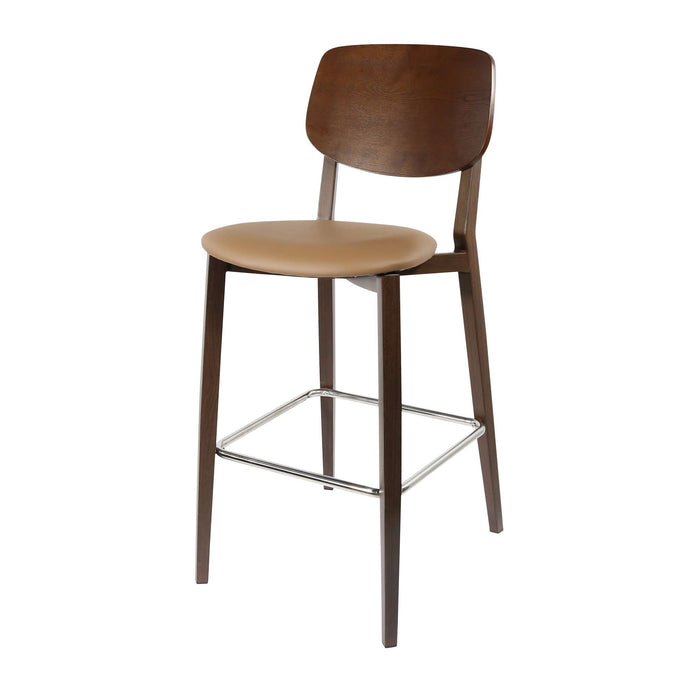 Durafurn Atlanta Barstool - large Ply Backrest - Wenge Frame/Taupe Vinyl Seat & Ply Backrest