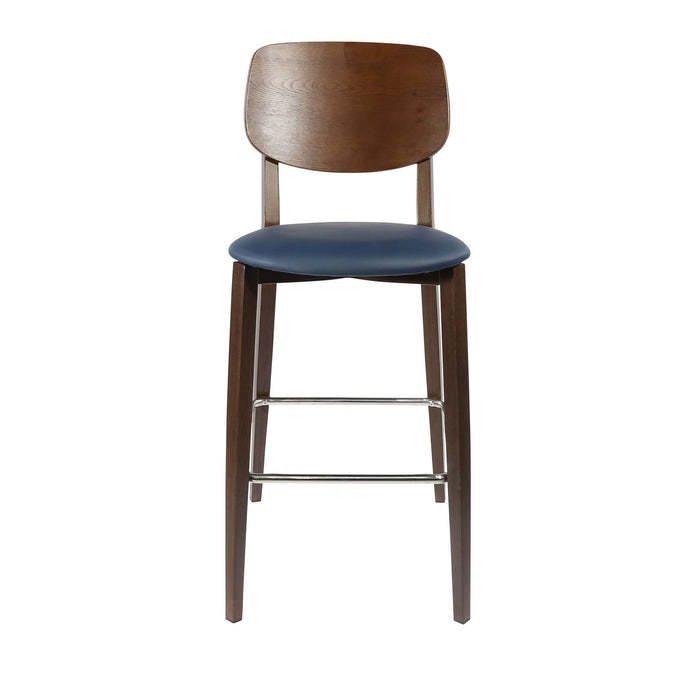 Durafurn Atlanta Barstool - large Ply Backrest - Wenge Frame/Navy Vinyl Seat & Ply Backrest