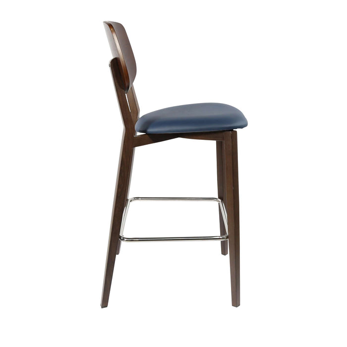 Durafurn Atlanta Barstool - large Ply Backrest - Wenge Frame/Navy Vinyl Seat & Ply Backrest