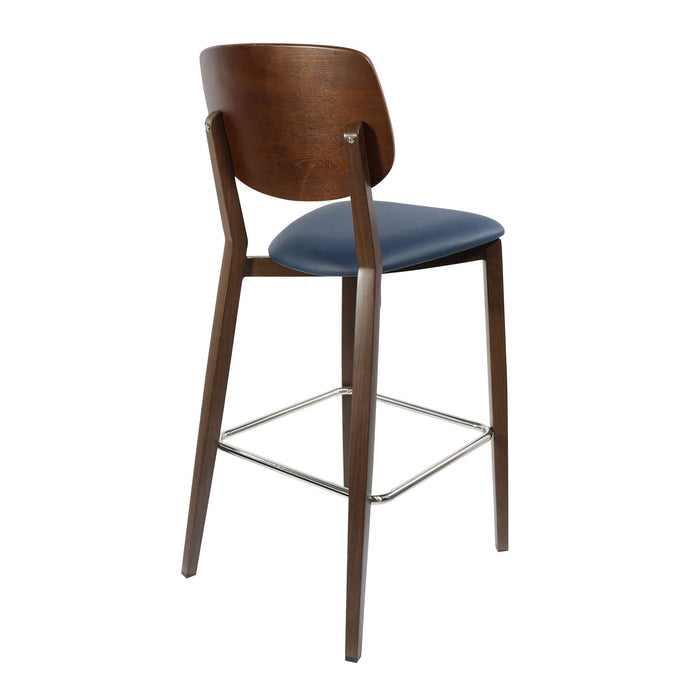 Durafurn Atlanta Barstool - large Ply Backrest - Wenge Frame/Navy Vinyl Seat & Ply Backrest