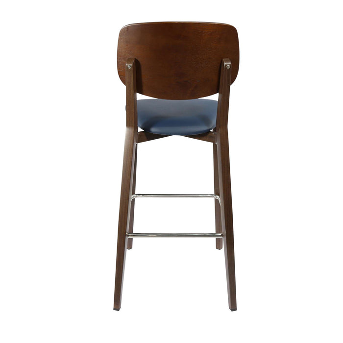 Durafurn Atlanta Barstool - large Ply Backrest - Wenge Frame/Navy Vinyl Seat & Ply Backrest