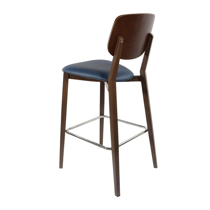 Durafurn Atlanta Barstool - large Ply Backrest - Wenge Frame/Navy Vinyl Seat & Ply Backrest