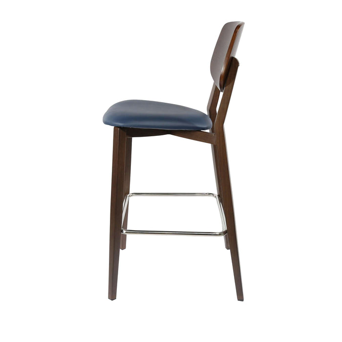 Durafurn Atlanta Barstool - large Ply Backrest - Wenge Frame/Navy Vinyl Seat & Ply Backrest