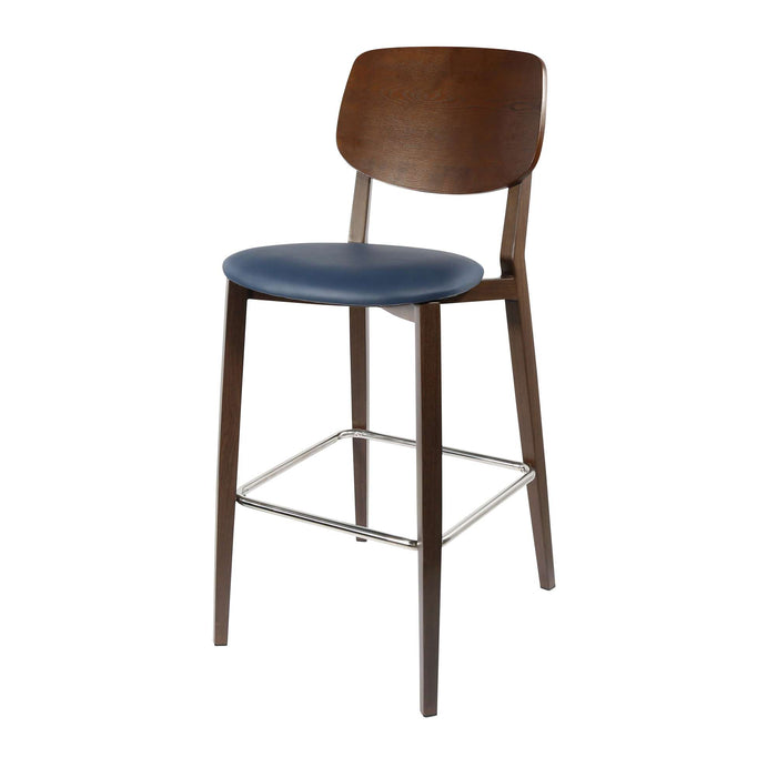 Durafurn Atlanta Barstool - large Ply Backrest - Wenge Frame/Navy Vinyl Seat & Ply Backrest