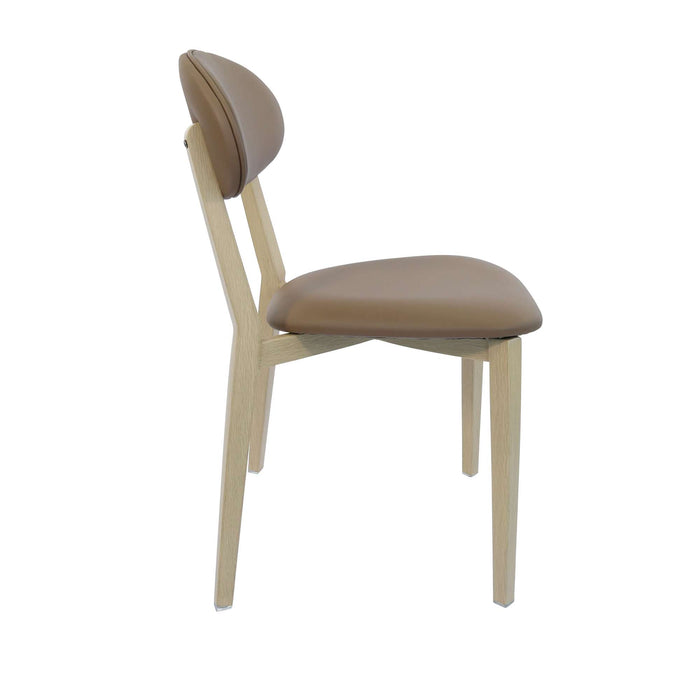 Durafurn Atlanta Chair - Narrow Backrest - Oak Frame/Taupe Vinyl Seat & Backrest