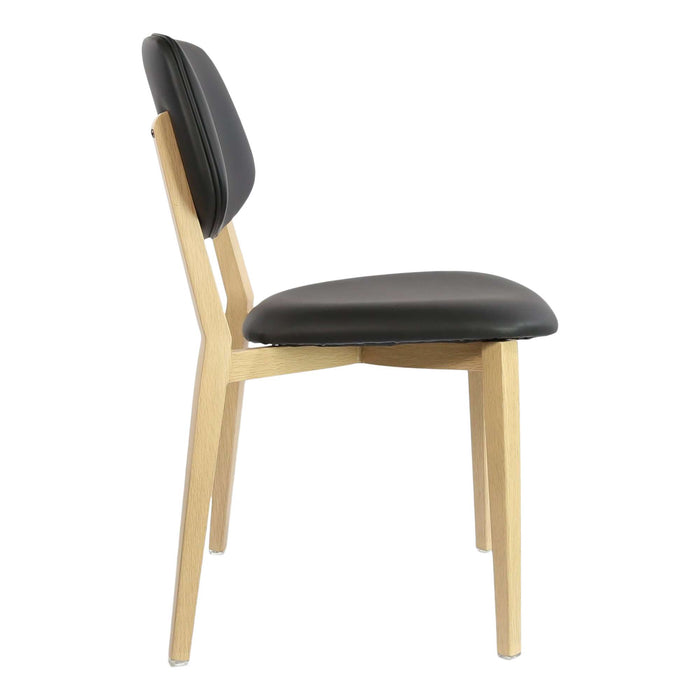 Durafurn Atlanta Chair - large Backrest - Oak Frame/Black Vinyl Seat & Backrest