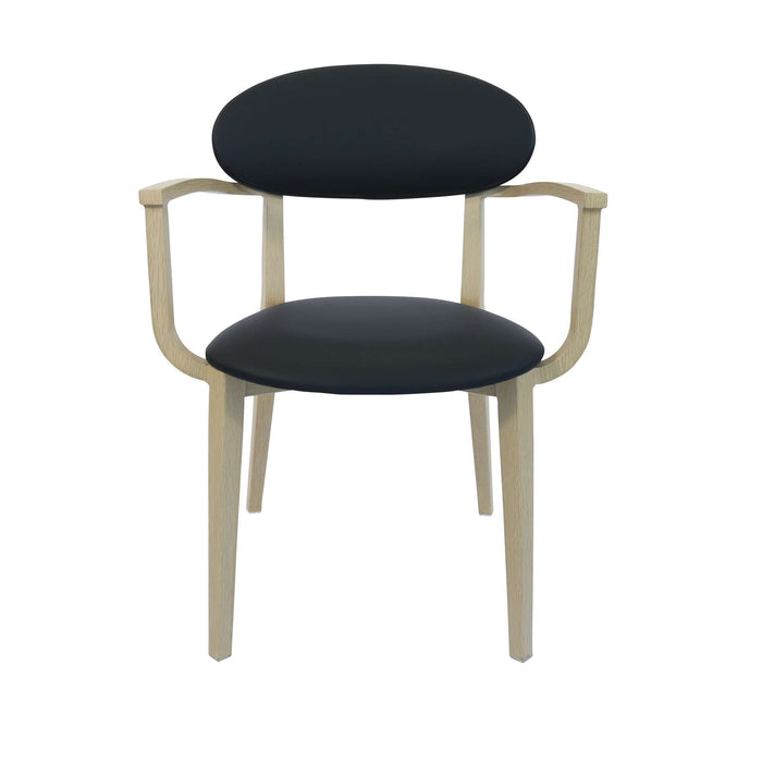 Durafurn Atlanta Armchair - Narrow Backrest - Oak Frame/Black Vinyl Seat & Backrest
