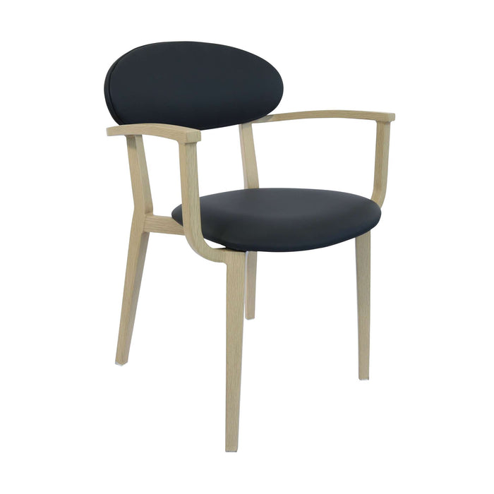 Durafurn Atlanta Armchair - Narrow Backrest - Oak Frame/Black Vinyl Seat & Backrest