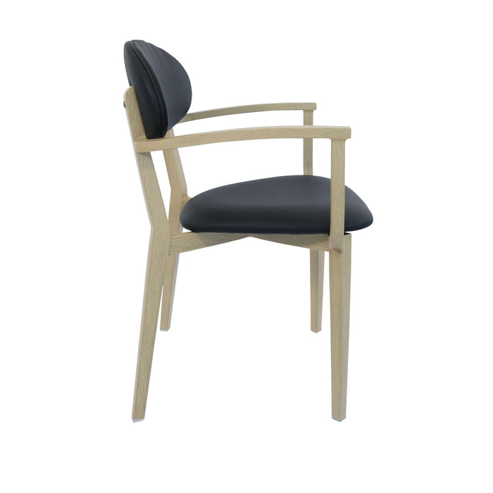 Durafurn Atlanta Armchair - Narrow Backrest - Oak Frame/Black Vinyl Seat & Backrest