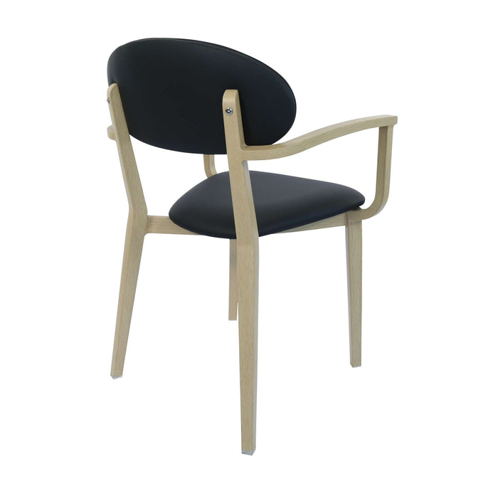 Durafurn Atlanta Armchair - Narrow Backrest - Oak Frame/Black Vinyl Seat & Backrest