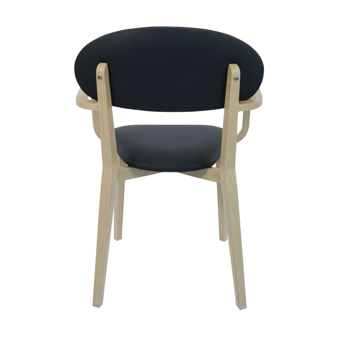 Durafurn Atlanta Armchair - Narrow Backrest - Oak Frame/Black Vinyl Seat & Backrest