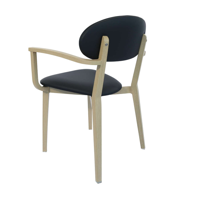 Durafurn Atlanta Armchair - Narrow Backrest - Oak Frame/Black Vinyl Seat & Backrest
