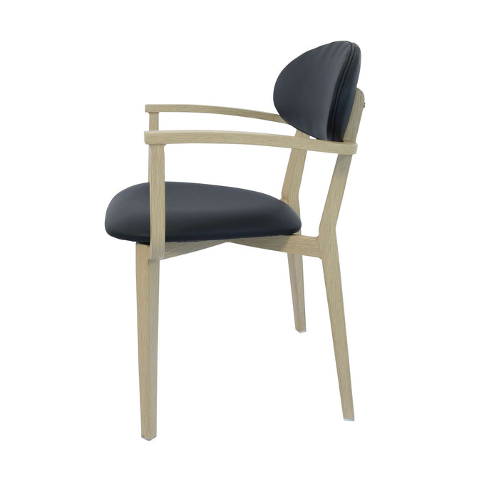 Durafurn Atlanta Armchair - Narrow Backrest - Oak Frame/Black Vinyl Seat & Backrest