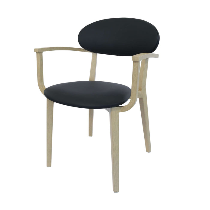 Durafurn Atlanta Armchair - Narrow Backrest - Oak Frame/Black Vinyl Seat & Backrest