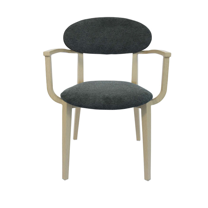 Durafurn Atlanta Armchair - Narrow Backrest - Oak Frame/Dark Grey Fabric Seat & Backrest