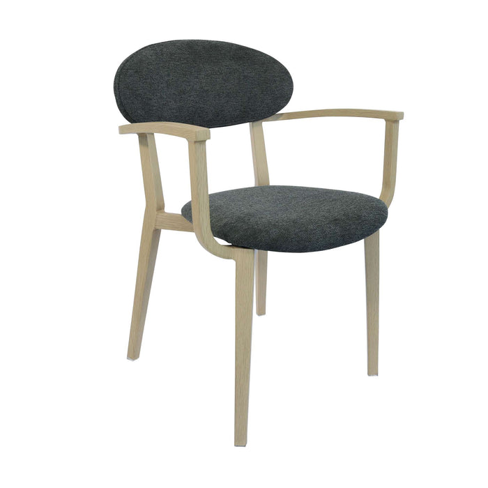 Durafurn Atlanta Armchair - Narrow Backrest - Oak Frame/Dark Grey Fabric Seat & Backrest