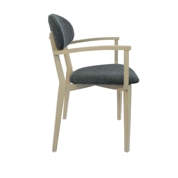 Durafurn Atlanta Armchair - Narrow Backrest - Oak Frame/Dark Grey Fabric Seat & Backrest