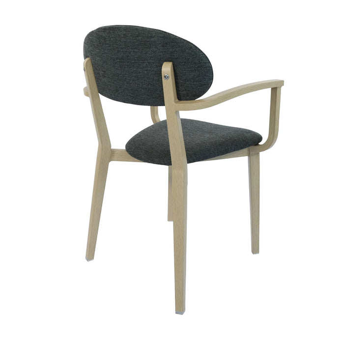 Durafurn Atlanta Armchair - Narrow Backrest - Oak Frame/Dark Grey Fabric Seat & Backrest