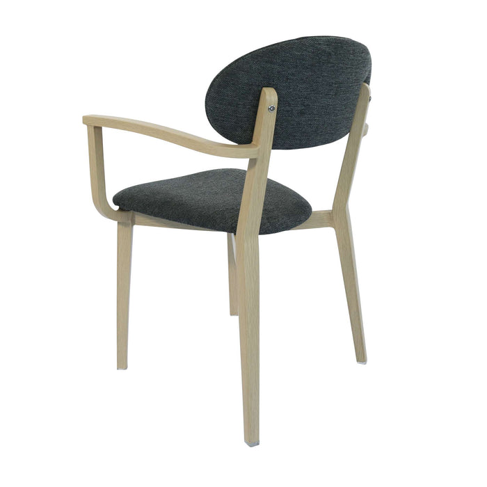Durafurn Atlanta Armchair - Narrow Backrest - Oak Frame/Dark Grey Fabric Seat & Backrest