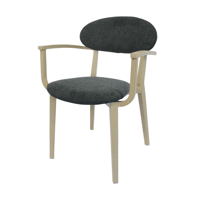 Durafurn Atlanta Armchair - Narrow Backrest - Oak Frame/Dark Grey Fabric Seat & Backrest