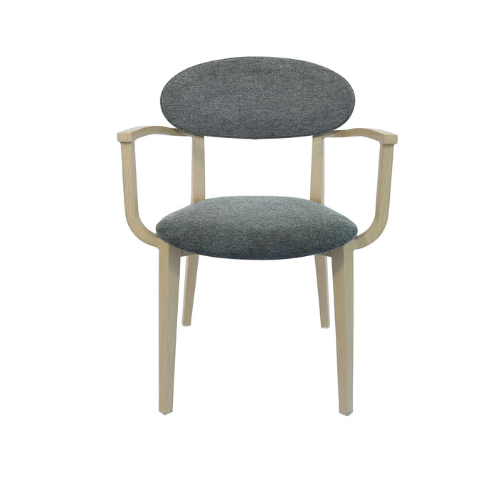 Durafurn Atlanta Armchair - Narrow Backrest - Oak Frame/ Grey Fabric Seat & Backrest