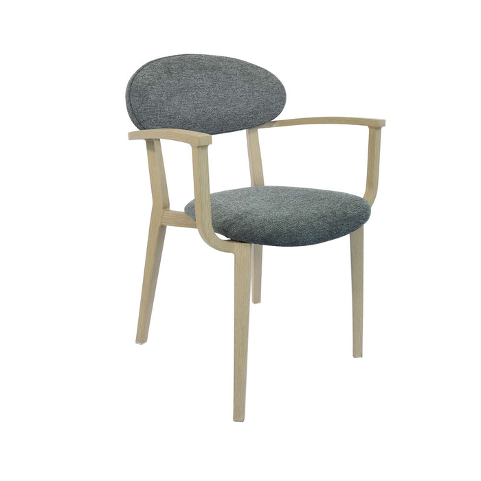 Durafurn Atlanta Armchair - Narrow Backrest - Oak Frame/ Grey Fabric Seat & Backrest