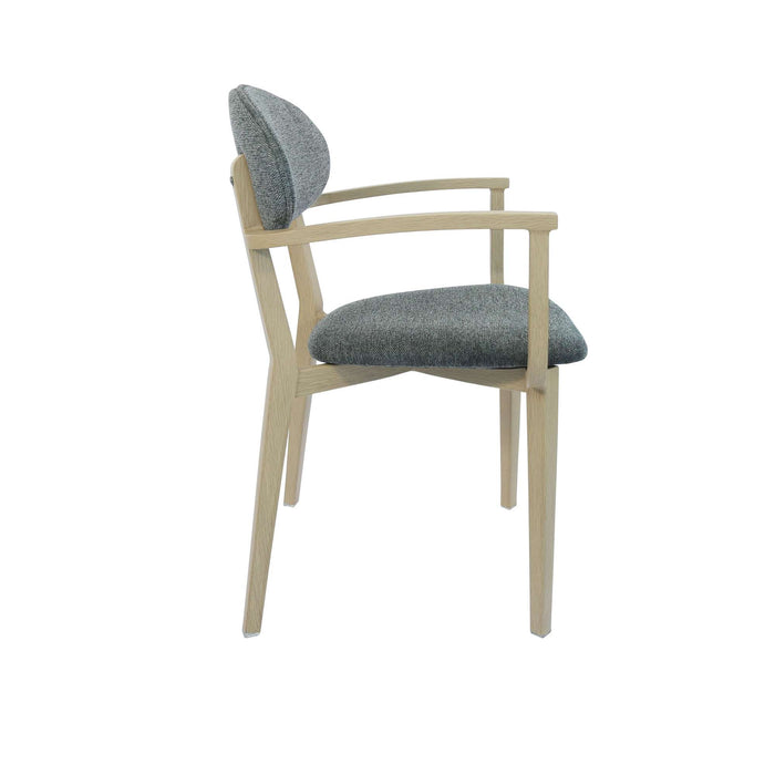 Durafurn Atlanta Armchair - Narrow Backrest - Oak Frame/ Grey Fabric Seat & Backrest