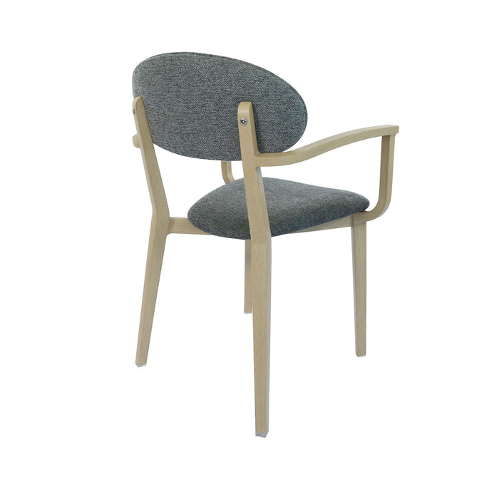 Durafurn Atlanta Armchair - Narrow Backrest - Oak Frame/ Grey Fabric Seat & Backrest