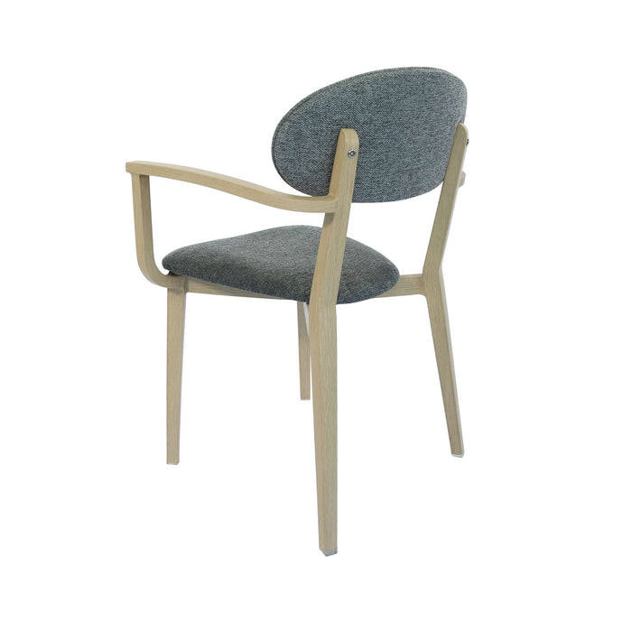 Durafurn Atlanta Armchair - Narrow Backrest - Oak Frame/ Grey Fabric Seat & Backrest