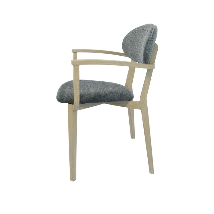 Durafurn Atlanta Armchair - Narrow Backrest - Oak Frame/ Grey Fabric Seat & Backrest