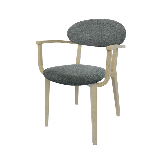 Durafurn Atlanta Armchair - Narrow Backrest - Oak Frame/ Grey Fabric Seat & Backrest