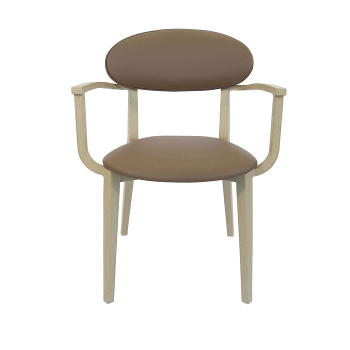 Durafurn Atlanta Armchair - Narrow Backrest - Oak Frame/Taupe Vinyl Seat & Backrest