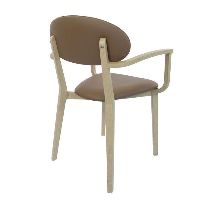 Durafurn Atlanta Armchair - Narrow Backrest - Oak Frame/Taupe Vinyl Seat & Backrest