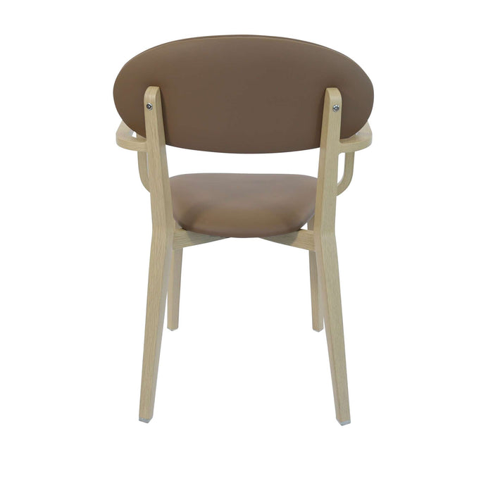 Durafurn Atlanta Armchair - Narrow Backrest - Oak Frame/Taupe Vinyl Seat & Backrest