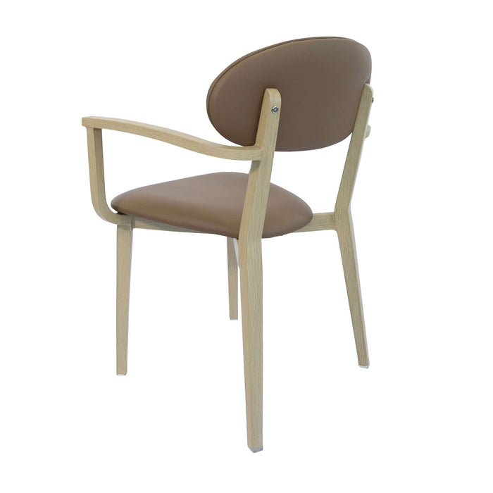 Durafurn Atlanta Armchair - Narrow Backrest - Oak Frame/Taupe Vinyl Seat & Backrest