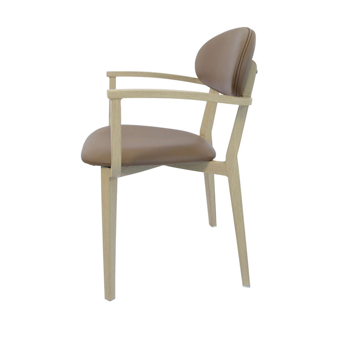 Durafurn Atlanta Armchair - Narrow Backrest - Oak Frame/Taupe Vinyl Seat & Backrest