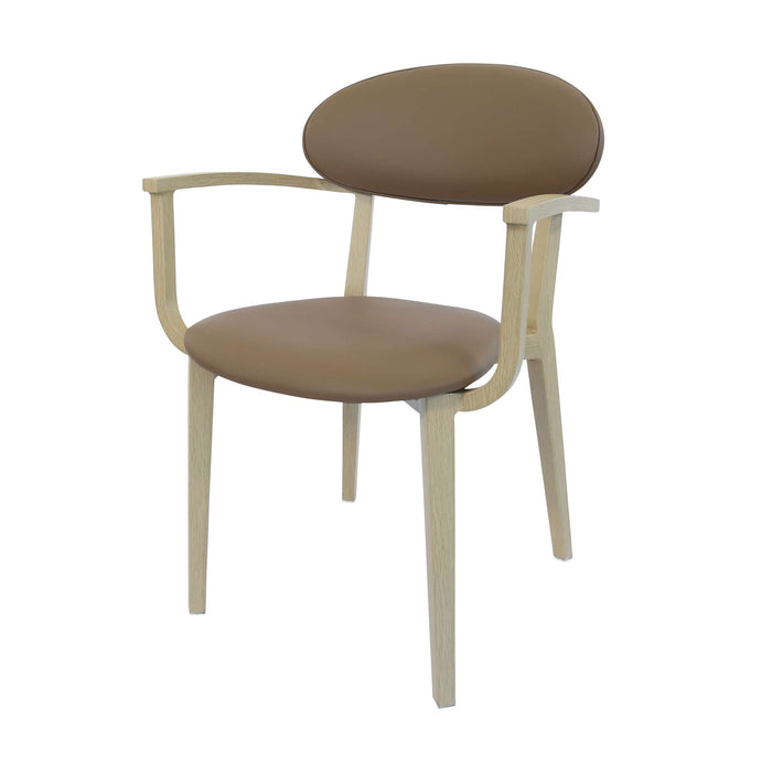 Durafurn Atlanta Armchair - Narrow Backrest - Oak Frame/Taupe Vinyl Seat & Backrest